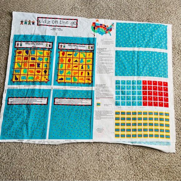 Fabric Panel Kidz on the Go Fifty Nifty States Games to Play Car Travel Children - Picture 3 of 7